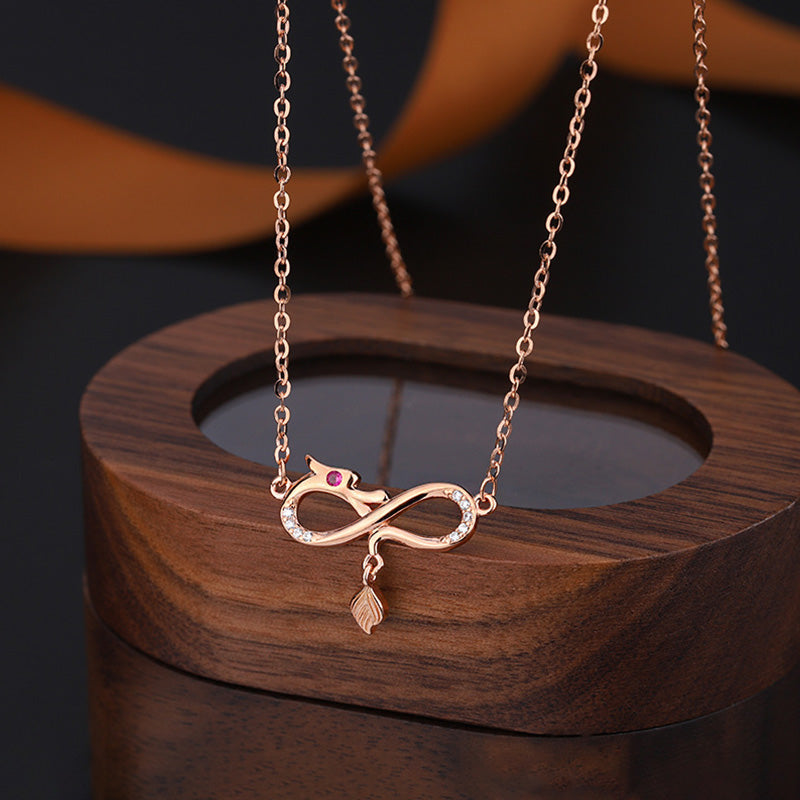 999 Sterling Silver Year Of The Dragon Endless Knot Tail Charm Protection Necklace Pendant