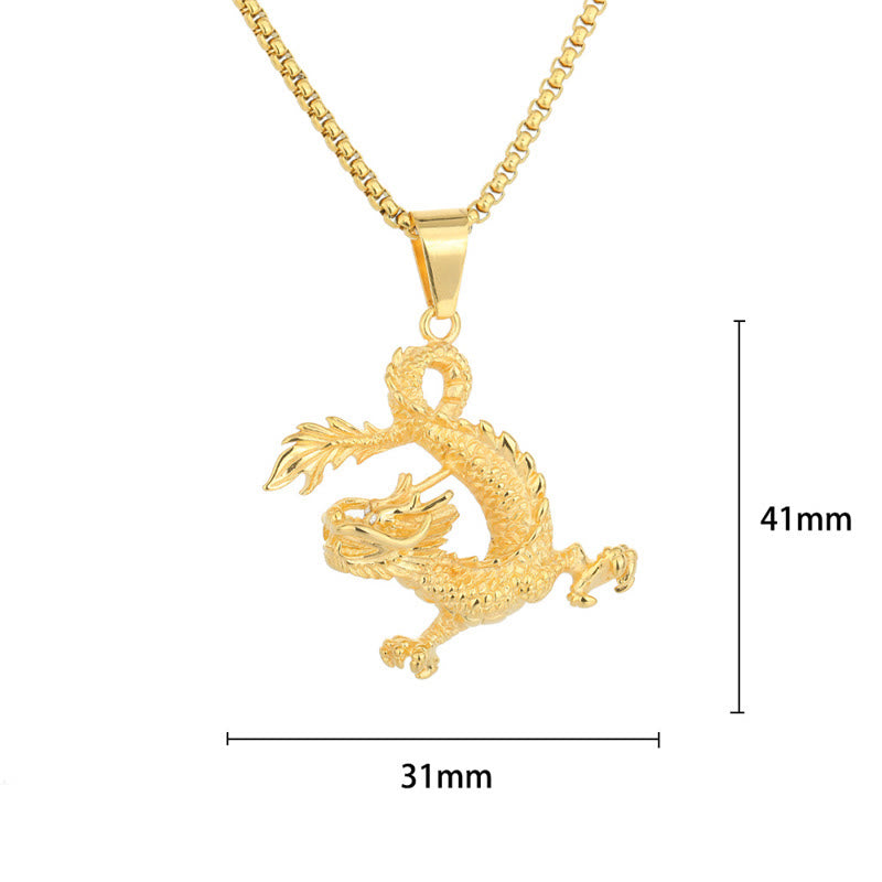 Dancing Dragon Pattern Luck Necklace Pendant