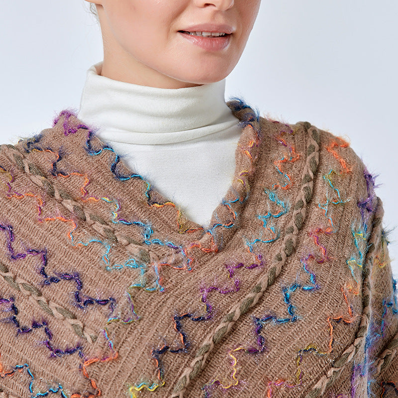 Tibetan Colorful Striped Shawl Tassels Pullover Winter Cozy Travel Scarf Wrap