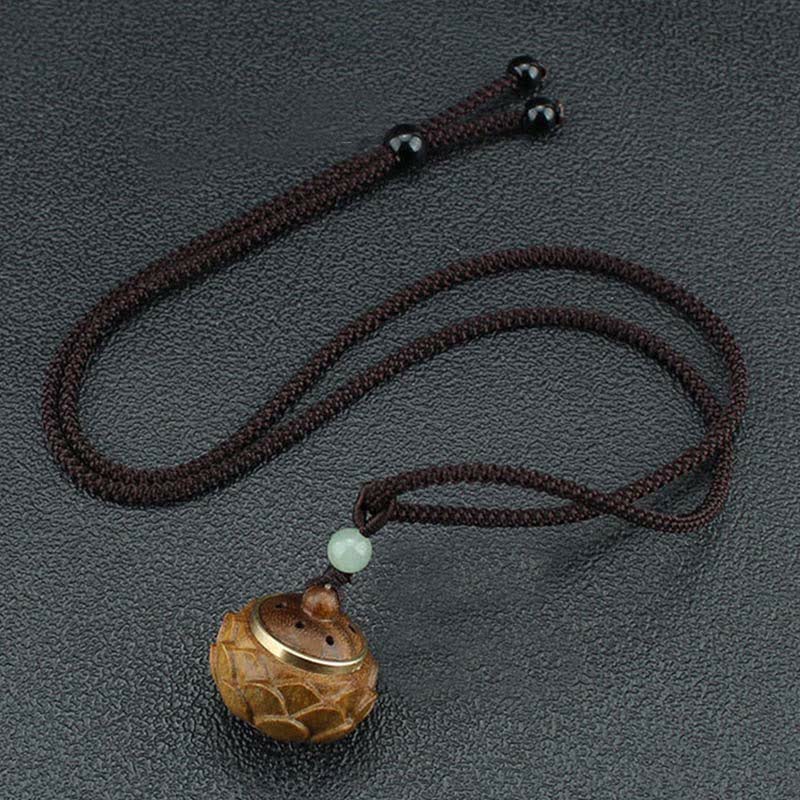 Tibet Green Sandalwood Rosewood Om Mani Padme Hum Lotus Positive Soothing Necklace Pendant