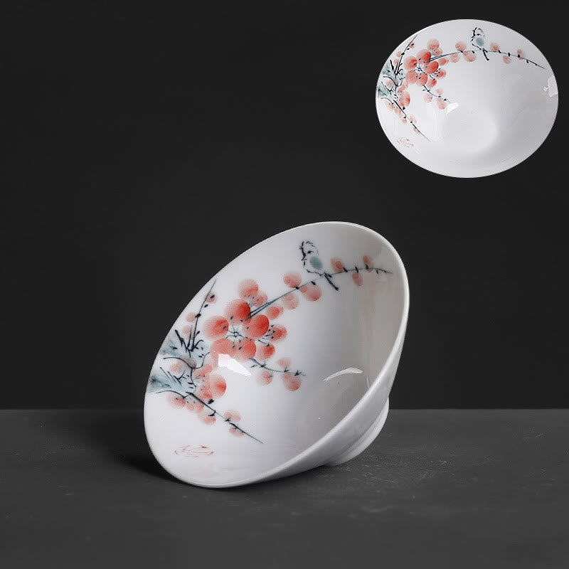 Vintage Plum Orchid Bamboo Chrysanthemum Lotus Koi Fish Ceramic Teacup Kung Fu Tea Cups