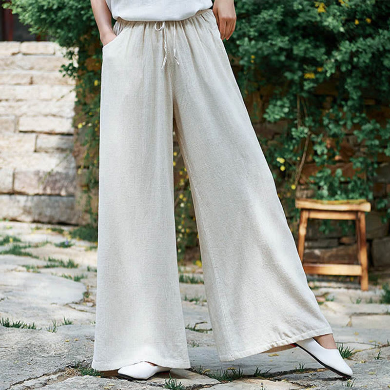 Plain Wide Leg Pants Dance Women's Yoga Pants With Pockets