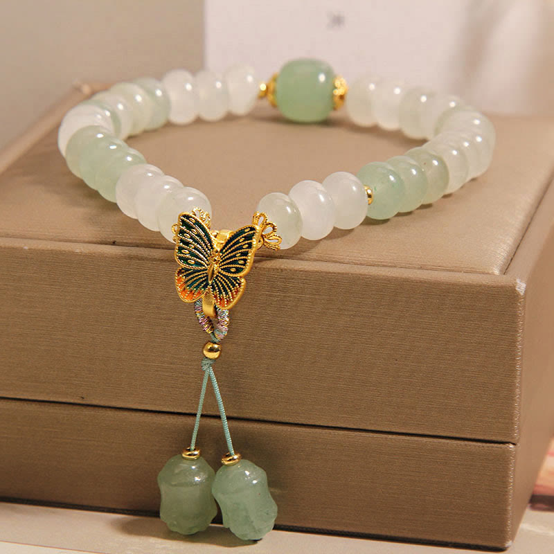 Natural Tianshan Jade Abacus Beads Butterfly Prosperity Bracelet
