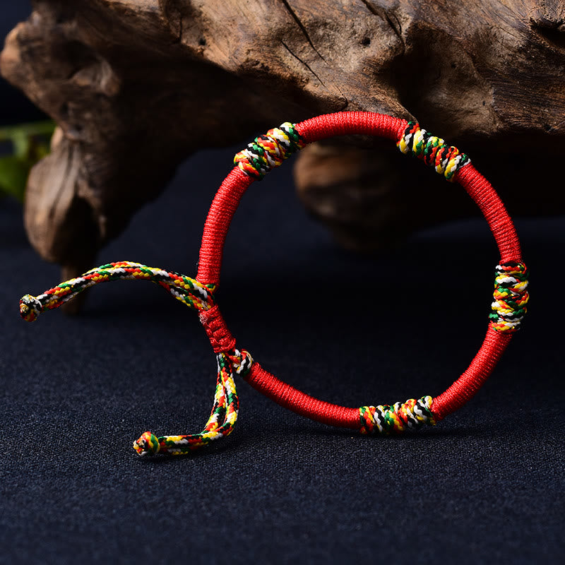 Tibetan Handmade Braided Vajra Knot Red String Bracelet
