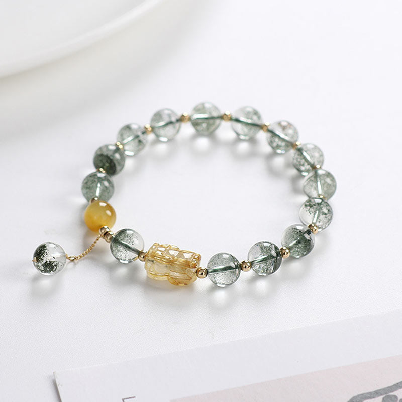 Green Phantom Citrine PiXiu Confidence Bracelet