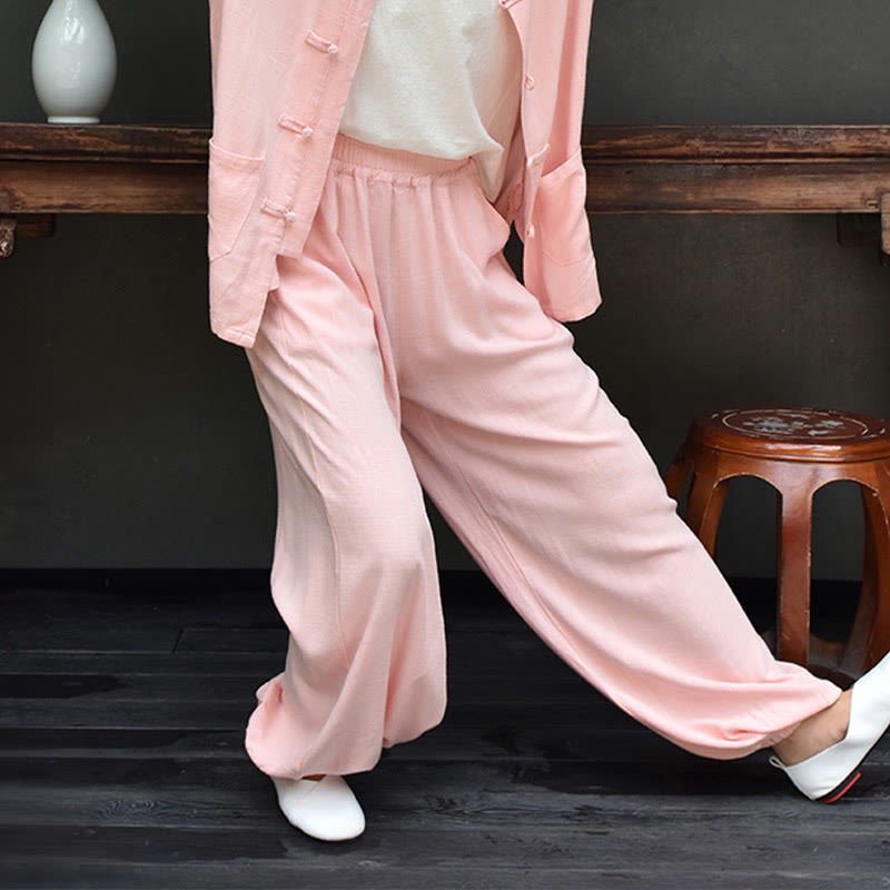 Tactile Breathable Linen Harem Pants for Mindful Meditation and Yoga