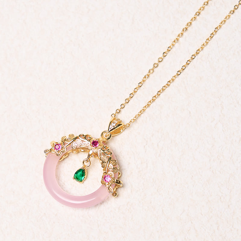 Green Chalcedony Peace Buckle Design Strength Necklace Pendant