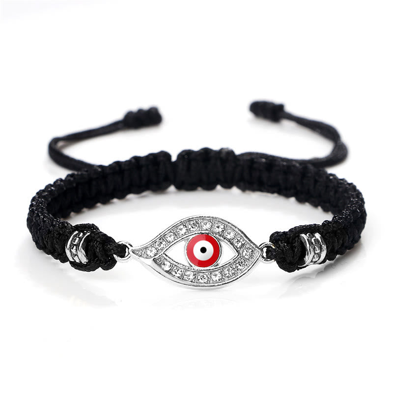 Handmade Evil Eye Red String Braided Bracelet with Gold or Silver Border