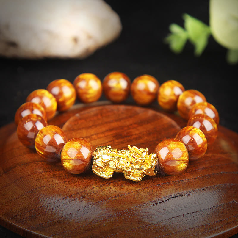 Lucky Golden Tiger Eye Abundant Pixiu Bracelet