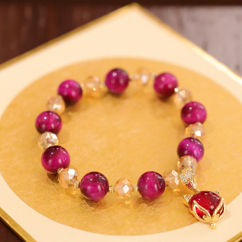 Red Tiger Eye PiXiu Fox Protection Self Confidence Bracelet
