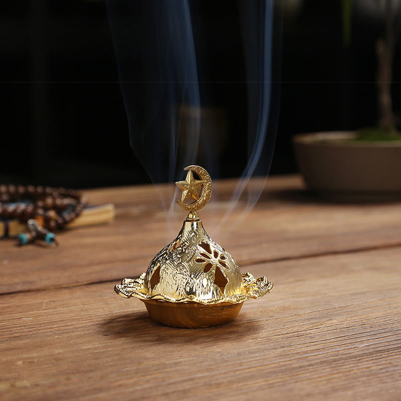 Gold Wu Lou Gourd Alloy Metal Incense Burner for Meditation & Sacred Spaces