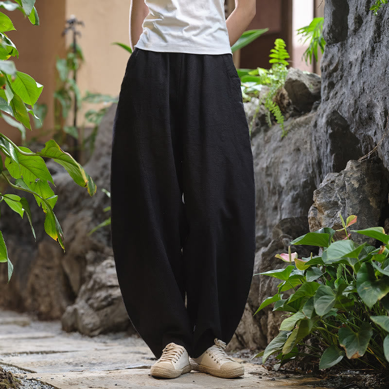 Solid Color Loose Yoga Harem Pants With Pockets