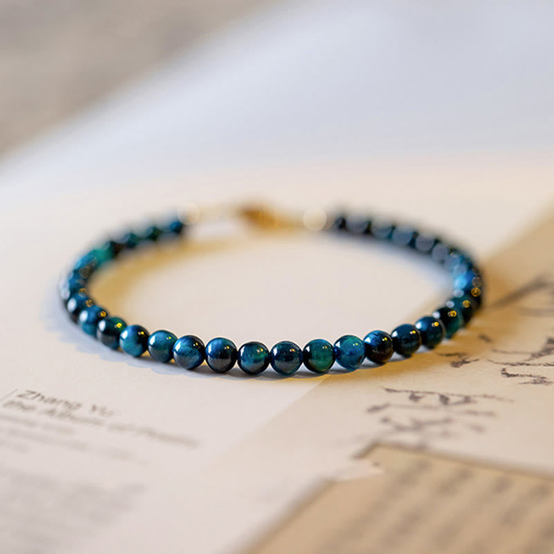 Natural Blue Tiger Eye Stone Protection Chain Bracelet