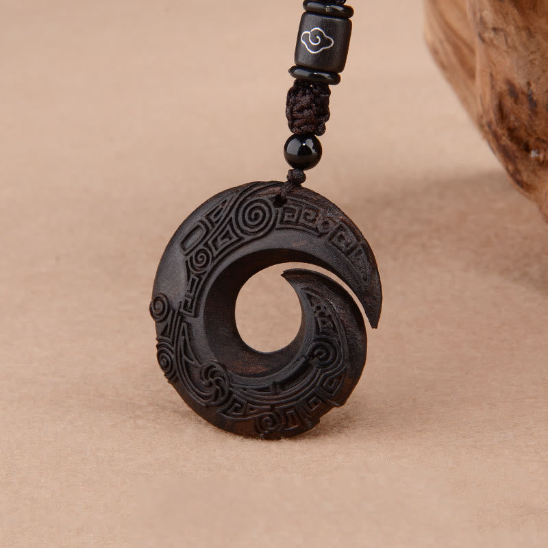 Small Leaf Red Sandalwood Ebony Wood One's Luck Improves Design Patern Protection Necklace Pendant