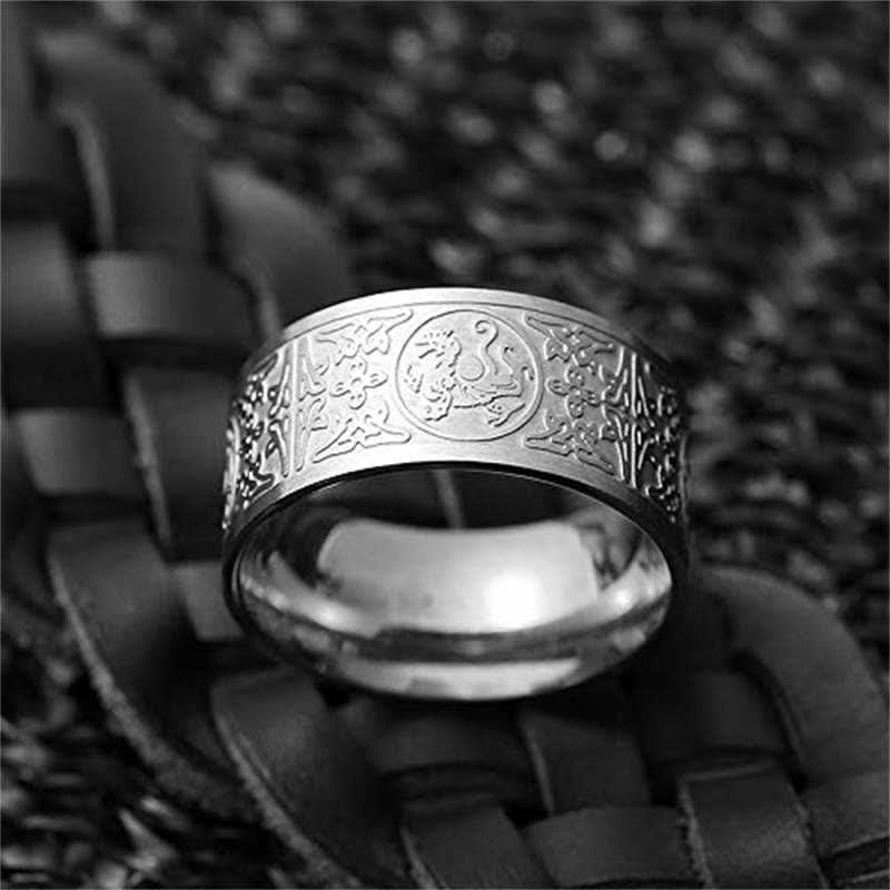Four Guardian Beast Dragon White Tiger Suzaku Basalt Carved Success Luck Ring