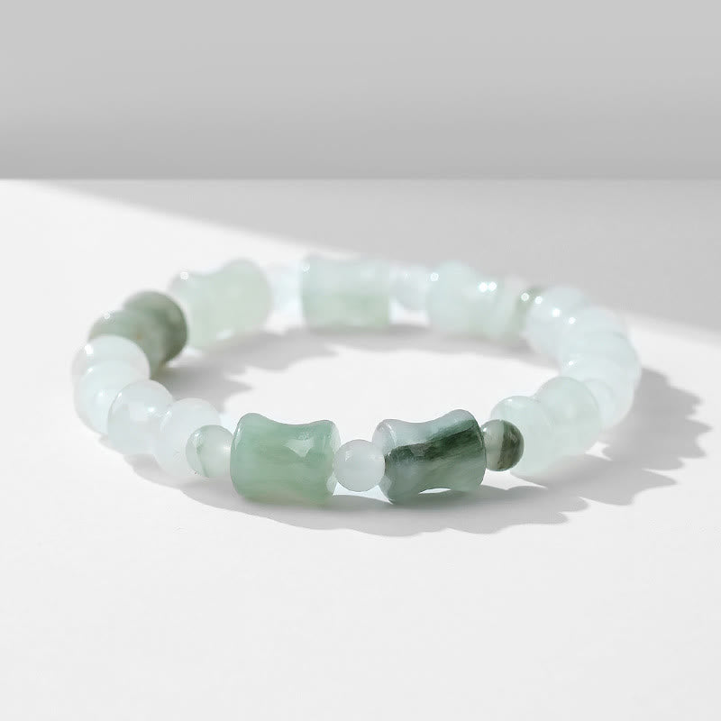 Zeniora Jade & Bamboo Pattern Elastic Bracelet