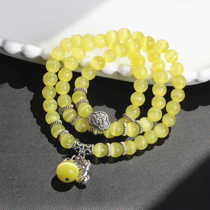 Cat Eye PiXiu Support Triple Wrap Bracelet