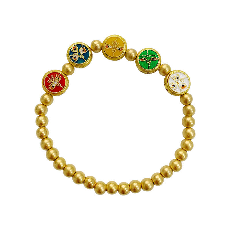 Tibetan Five Deities Gold & Copper Beaded Abundance Bracelet