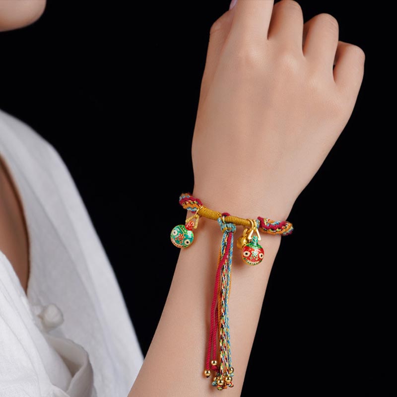 Vibrant Braided Colorful String Pixiu and Endless Knot Symbol Bracelet