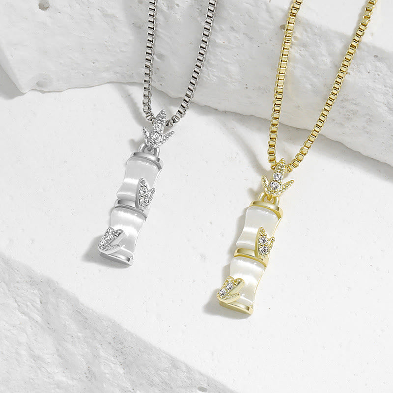 Chalcedony Bamboo Pattern Harmony Necklace Pendant