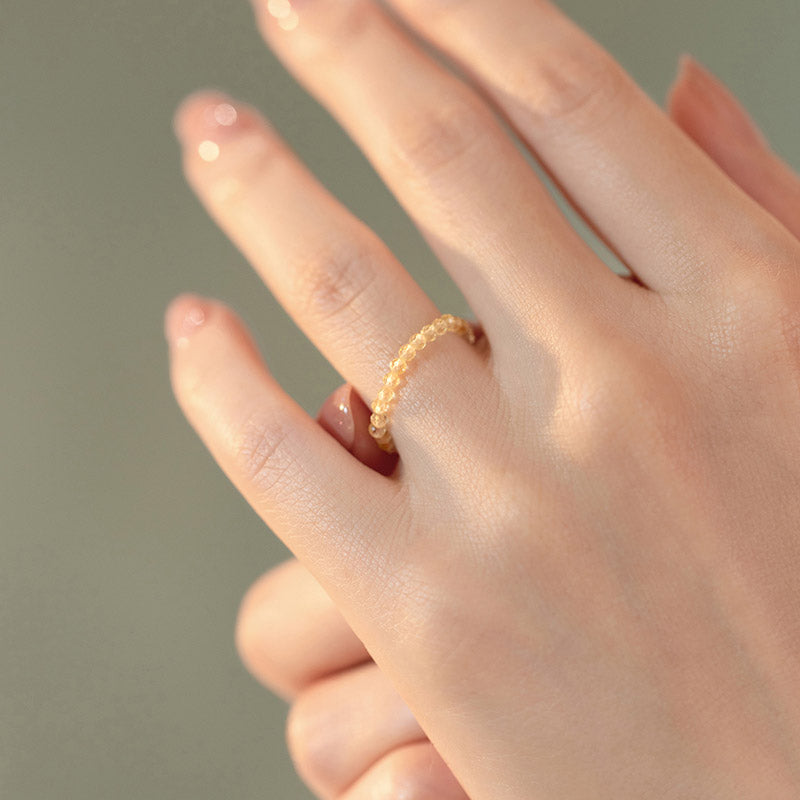 Natural Citrine and 14k Gold-Plated Handcrafted Minimalist Ring