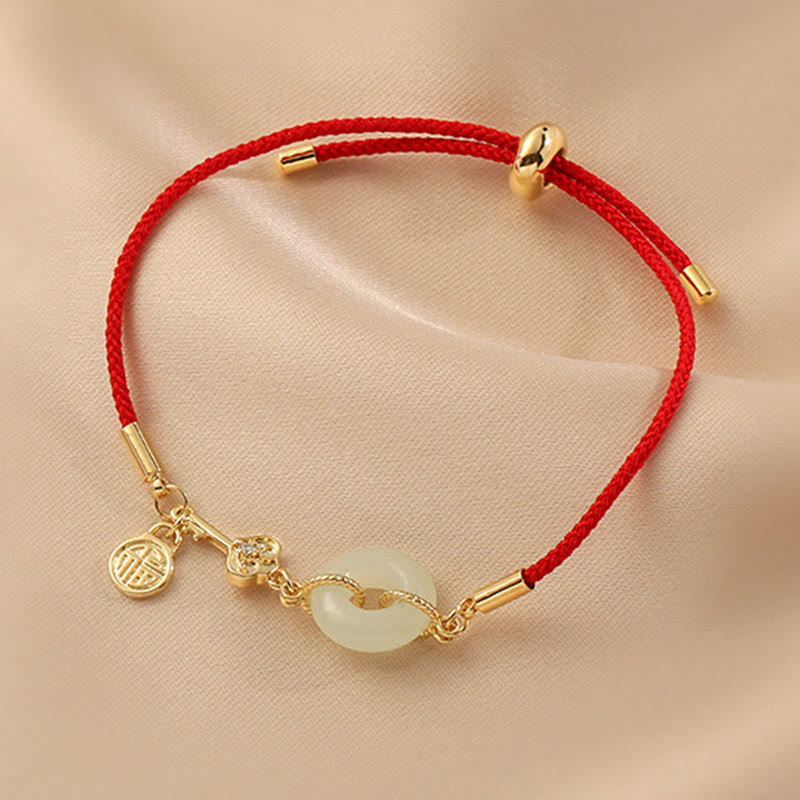 "Wishing You Peace and Protection" Jade Red Rope Bracelet Includes Gift Message Card