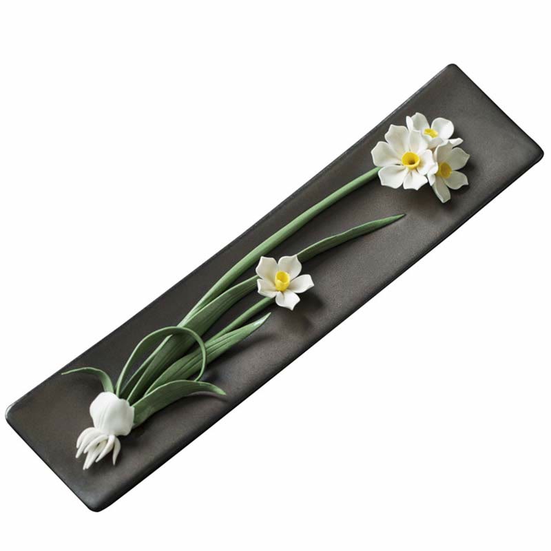 Zeniora Ceramic Incense Burner with Peony & Lotus Motifs for Mindful Ambiance