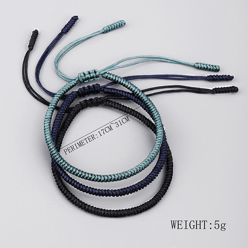 Handcrafted Tibetan Vajra Knot Adjustable Cord Bracelet 3-Piece Set