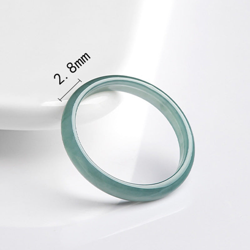 Hand-Polished Natural Jade Minimalist Band Ring