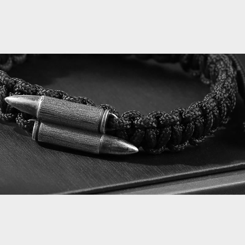Minimalist 925 Sterling Silver Bullet Design Braided Rope Bracelet