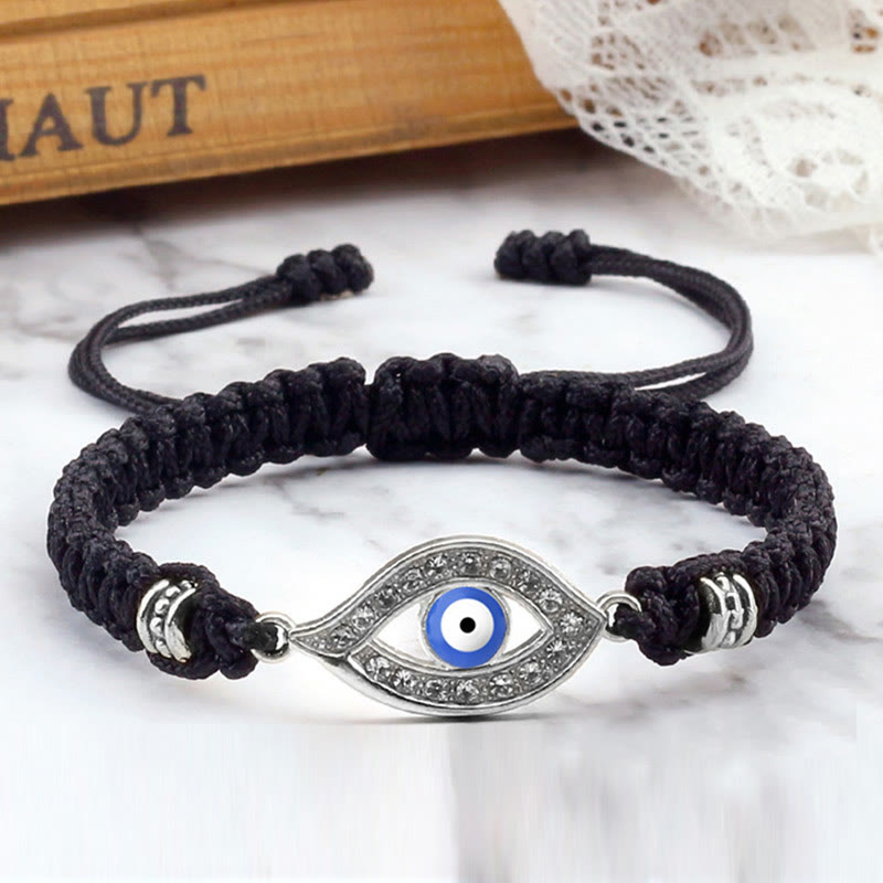 Handmade Evil Eye Red String Braided Bracelet with Gold or Silver Border