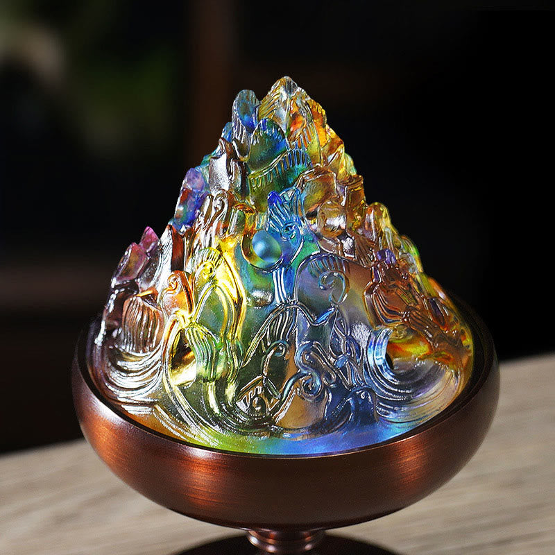 Mountain Peak Liuli Crystal Healing Meditation Incense Burner