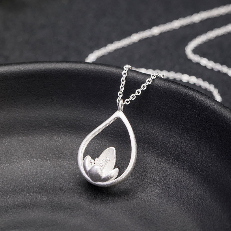 925 Sterling Silver Lotus Flower Floral Enlightenment Necklace Pendant