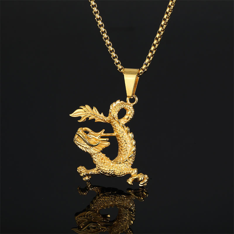 Dancing Dragon Pattern Luck Necklace Pendant