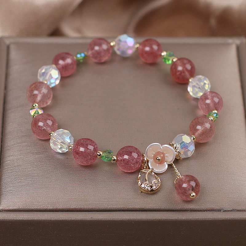 Natural Clear Quartz and Floral Gemstone Bracelet for Emotional Clarity