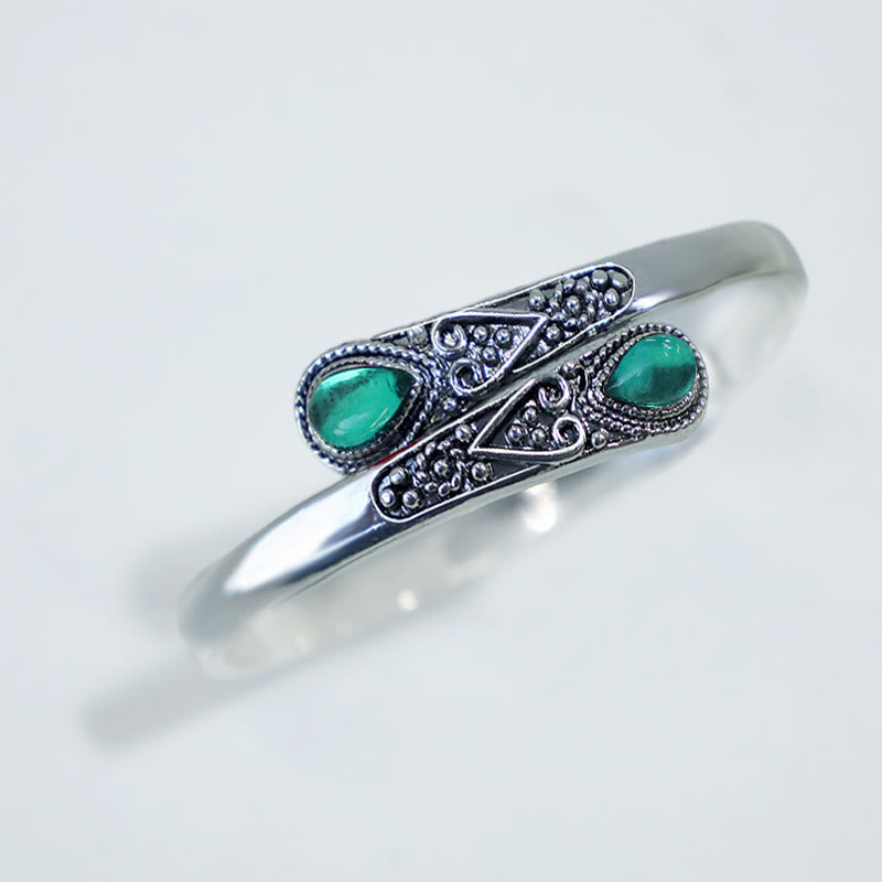 Zircon Water Drop Pattern Healing Cuff Bracelet Bangle