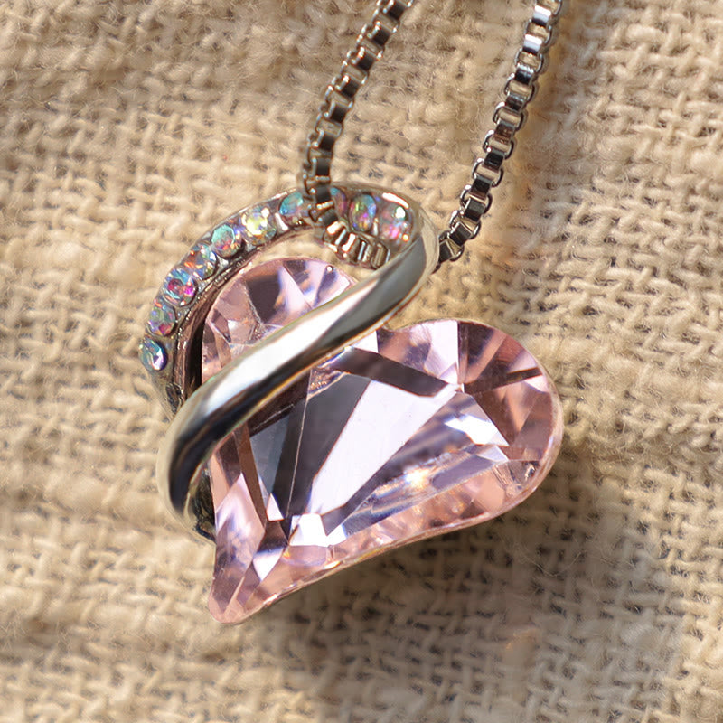 Love Heart Birthstone Healing Energy Necklace Pendant