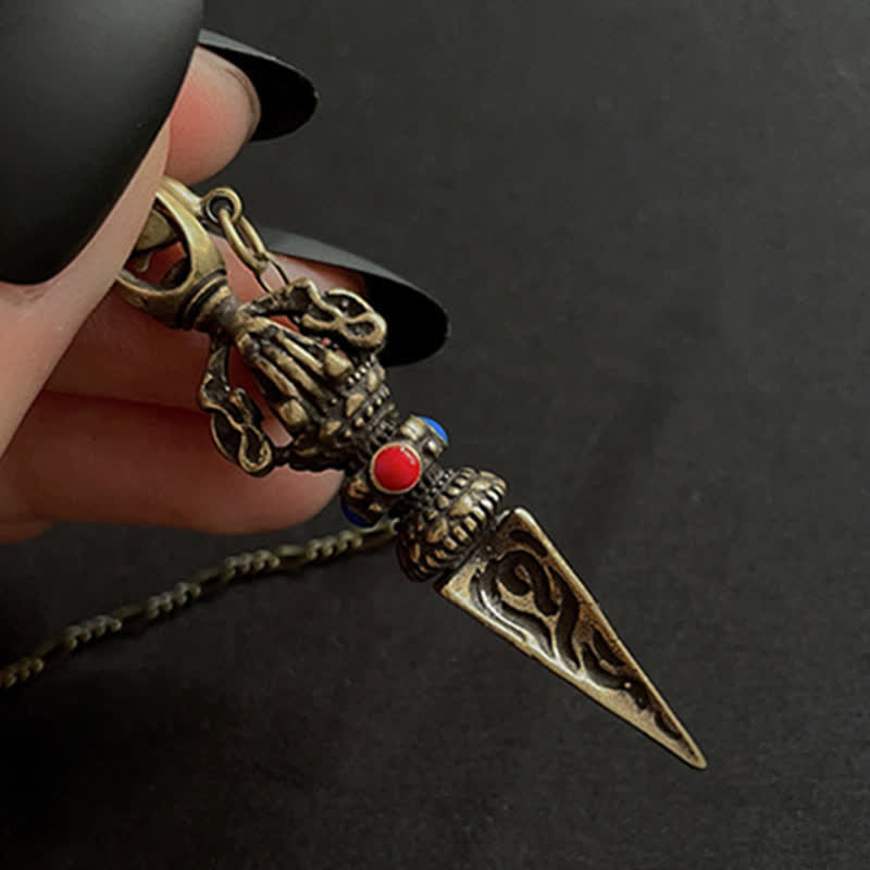 Pentagram Eye of God Feather Hamsa Copper Healing Necklace Pendant Pendulum