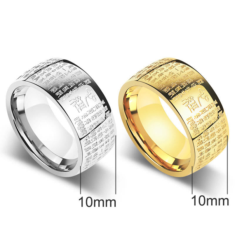 Ancient Heart Sutra Engraved Mindfulness Band Ring