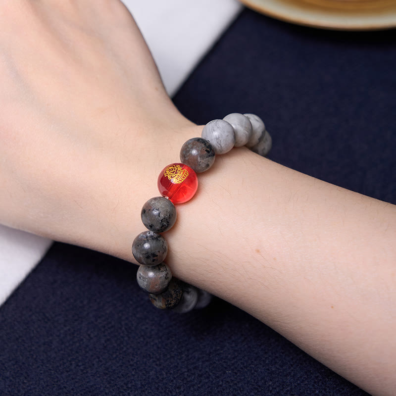 Tibetan Nine-Eye Dzi Bead Picasso Jasper Positive Bracelet