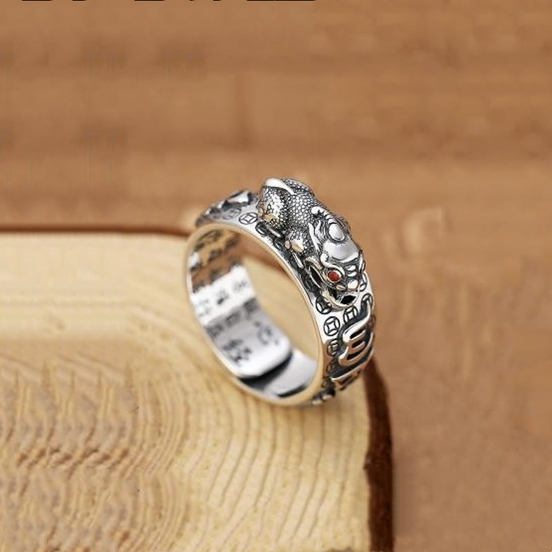 990 Sterling Silver Tibetan Heart Sutra & Om Mani Padme Hum Engraved Mantra Ring