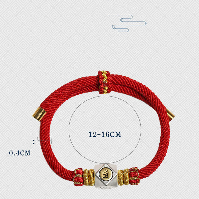 999 Sterling Silver Chinese Zodiac Natal Buddha Red Rope Luck Strength Handcrafted Kids Bracelet