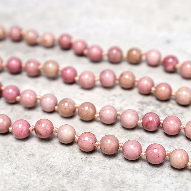 108 Mala Rhodonite Beads Yoga Meditation Prayer Beads Bracelet