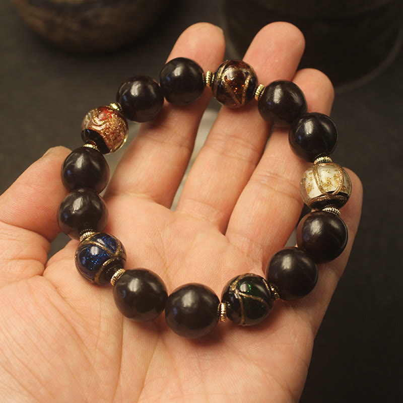 Western Soapberry Incense Ash Liuli Glass Bead Wealth Bracelet