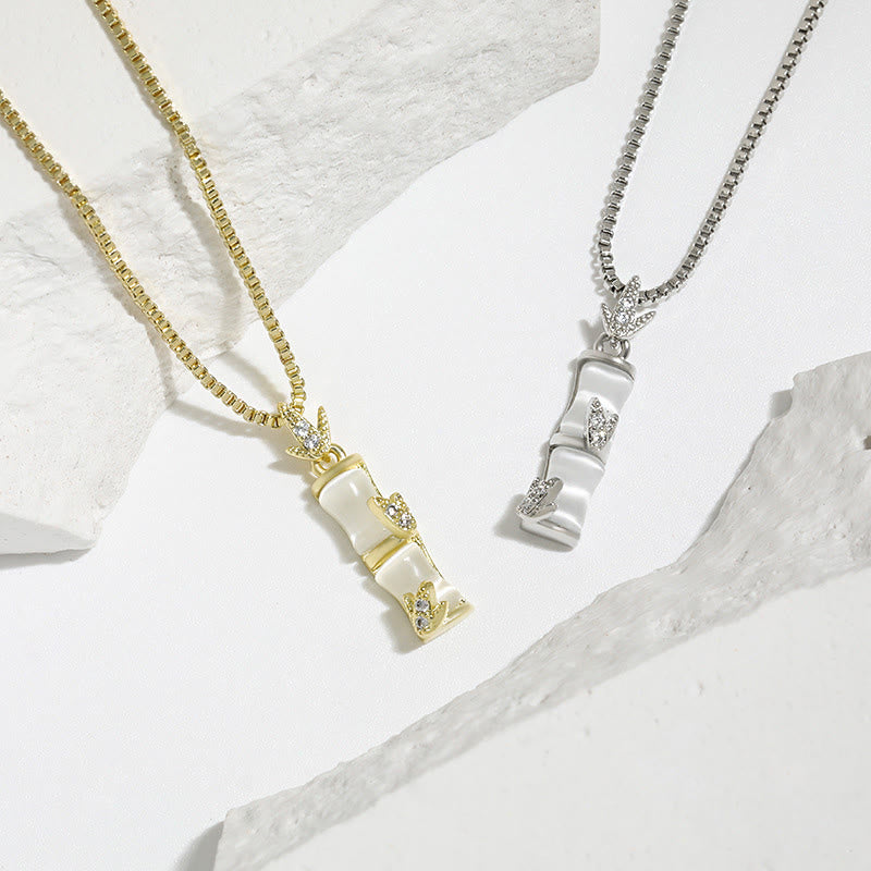 Chalcedony Bamboo Pattern Harmony Necklace Pendant