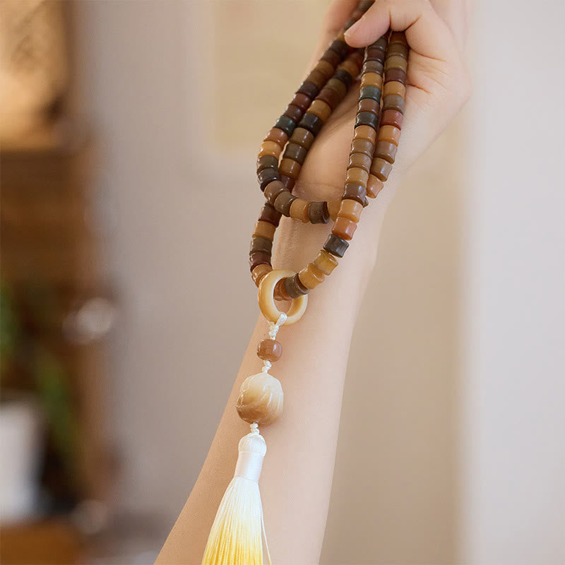 108 Mala Beads Bodhi Seed Buddha Hand Lotus Engraved Harmony Bracelet