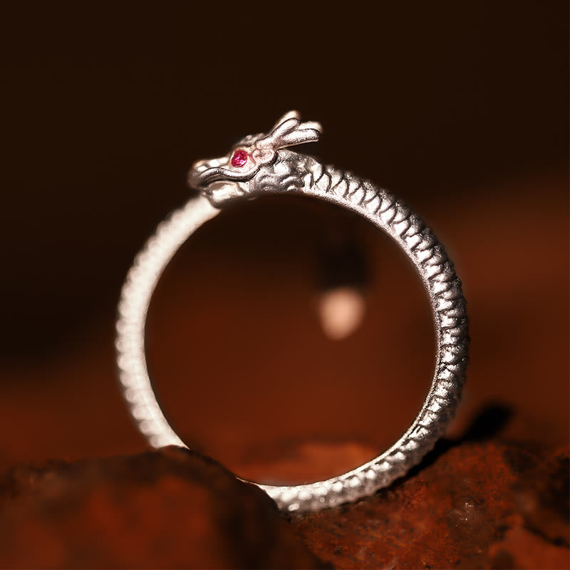 Vintage Sterling Silver Adjustable Dragon Motif Statement Ring