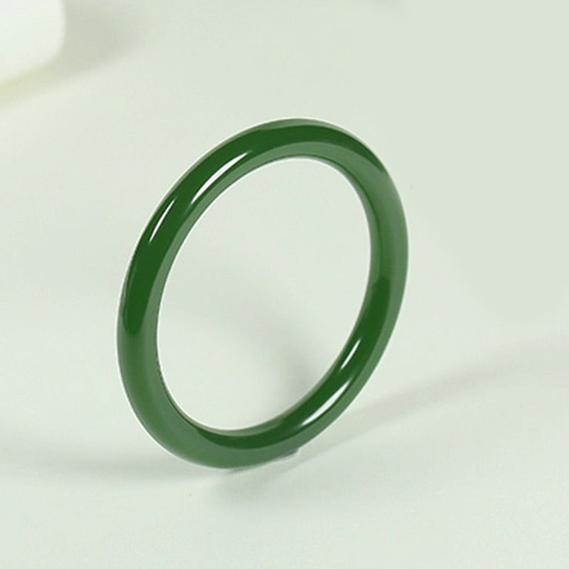 Polished Natural Cyan Jade Longevity Blessing Bangle Bracelet