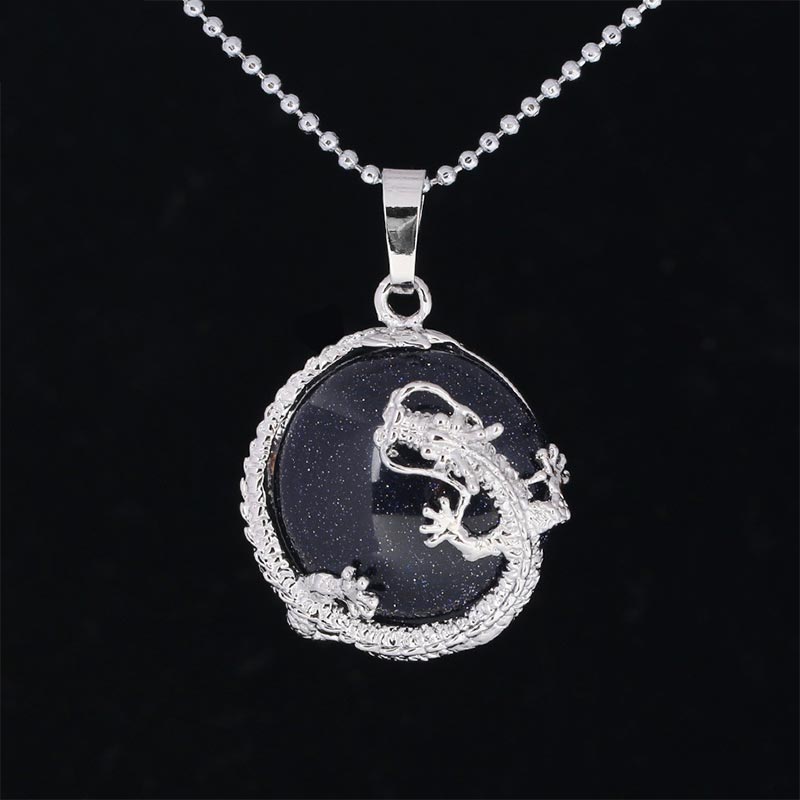 Chinese Dragon Natural Quartz Crystal Healing Energy Necklace Pendant