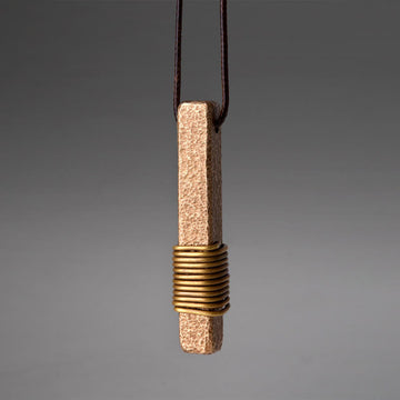 Vintage Textured Design Brass Copper Wealth Necklace Pendant